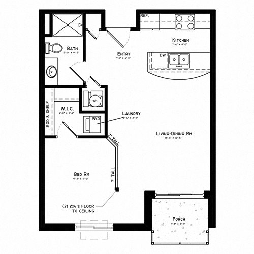 Bristol Floor Plan, 570 SF Bristol Floor Plan, 570 SF